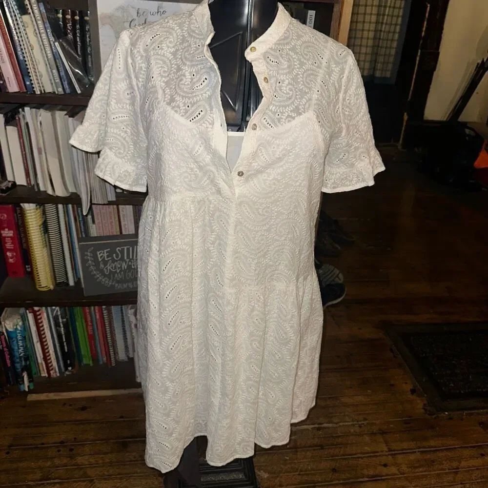 Molly Bracken luxe eyelet layered L white fairycore dress